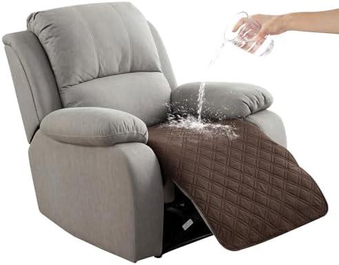Genina Waterproof Recliner Chair Covers, Recliner Cover for Dog Pets Friendly, Washable Antislip Reclining Chair Cover Furniture Protector, Sofa Slipcover for Living Room(23.6inch/ Chocolate)
