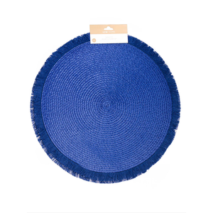 Round Braided Placemats 15 Inch Round Table Mats for Dining Tables Natural Woven Heat Resistant Place mats Set of 6 (Navy Blue)