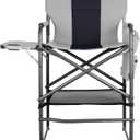 30" Bar Height Director Chair - 400lbs Heavy Duty with Detachable Footrest & Side Table, Portable Foldable Chair for Makeup Artists/Outdoor Events (Black/Gray)