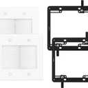 iwillink 2 Gang Brush Wall Plate with Mounting Bracket, Pass Through Wire Hider for Cable Management, Ethernet Cables, HDMI Cables and Home Theater Systems, 2 Pack