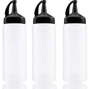 Jutoe 3PACK Plastic Squeeze Bottles,12 oz Plastic Squeeze Squirt Condiment Bottles With Leak-Proof Cap,Condiment Squeeze Bottle For Kitchen Use (Large)
