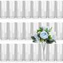 24 Pcs Glass Cylinder Vases for Centerpieces, 6 Inch Clear Ribbed Flower Vase for Wedding Party Decorations, Indoor Home Decor