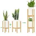 MUDEELA 2 Pack Indoor Plant Stands, 2 Tier Tall Plant Stand 30 inches, Mid Century Bamboo Plant Stand, Adjustable Width 8 - 12 inches, Fits Pot Size of 8 9 10 11 12 inches Pot & Plant Not Included, Natural