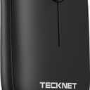 TECKNET Bluetooth Mouse, Slim Portable Wireless Mouse for 2 Modes(BT3.0/5.0+2.4Ghz), Lightweight, Contoured Grip with USB Receiver, Quiet Click Compatible with PC, Chromebook, Mac - Black