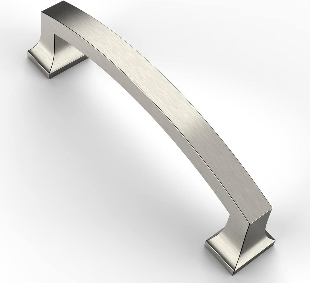 Asidrama 10 Pack 4 Inch(102mm) Hole Centers Kitchen Cabinet Handles, Brushed Satin Nickel Cabinet Pulls Kitchen Cabinet Hardware for Cupboard Drawer Pulls (4" Hole Center)
