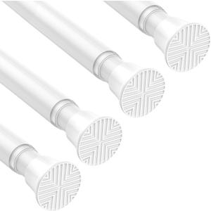 4Pack Tension Curtain Rods 18 to 36 Inch,Adjustable White Short Curtain Rod No Drilling,Small Tension Rod Spring Tension Curtain Rod for Windows,Door,Closet