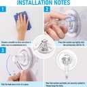 Quntis Suction Cup Hooks 4 Pack, Multi-Purpose Clear Shower Suction Hooks Waterproof Heavy Duty Wreath Hanger for Bathroom, Window, Towel, Shower Wall, Tile, Glass Door, Camper