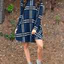 MIROL Women's Long Sleeve Plaid Color Block Casual Swing Loose Fit Tunic Dress (Blue, XL)