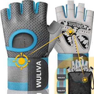 Workout Gloves for Men and Women - Ideal for Light & Medium Gym Exercise Training & Cycling, Includes Padded Design, Detachable Wrist Strap & Storage Mesh Bag (LBL), Medium