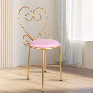 Gluck Plants Vanity Chairs,Velvet Makeup Chair,Pink Stool Ottoman Modern Dressing Chair,Golden Metal Frame Velvet Seat for Girls Bedroom,Living Room,Beauty Room