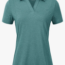 BGOWATU Women's Short Sleeve Golf Tennis Polo Shirts V Neck Collared Workout Tops UV Protection Dry Fit, Medium