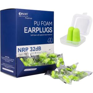 200Pairs Foam Earplugs, 32dB Disposable Noise Reduction Ear Plugs, Hearing Protection Bulk Ear Plugs for Shooting Range, Work, Travel, Concert Green (200 Count (Pack of 1))