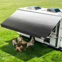 RV Awning Fabric Replacement 23'2"– 19.5oz Heavy Duty Vinyl Camper Awning, Waterproof & UV-Resistant Universal Canopy for RV, Motorhome, Trailer (Black Fade, 24FT)