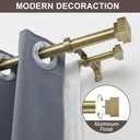 1 Inch Modern Double Window Curtain Rods,36-72 Inch Adjustable Telescoping Heavy Duty Stylish Drapery Rods Decorative Solid Square Allufer Finials for Dual Curtain Rod Window Treatment, Antique Bronze