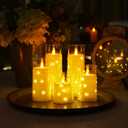 Homemory Pure White Flameless Candles with Embedded Star String Fairy Lights, Battery Operated Candle, LED Candles, Fake Candles with Remote Control and Timer, Set of 5(H4"5"6"8"8")