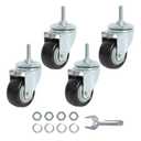 Finnhomy Stem Caster Wheels 2 Inch Heavy Duty Threaded Swivel Casters 1/4" - 20 x 1 Set of 4 for Wire Shelve Wheels P Anti-wear Smooth Casters, Black, 2 Inch, 1/4" - 20 x 1" (No brake)