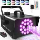 MOSFiATA 1200W Fog Machine, Smoke Machine with 18LED Lights and 6000CFM Fog with Wireless Remote Control Perfect for Wedding, Festival, Party and Stage Effect