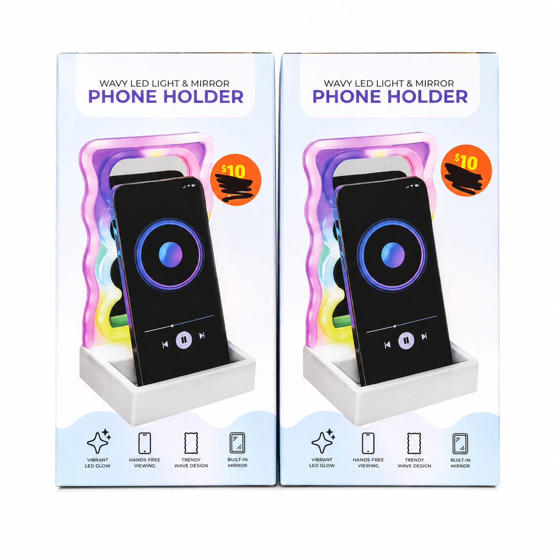 2 x Wavy LED Light % Mirror Phone holder