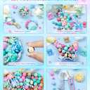 124PCS FIVEIZERO Silicone Focal Beads for Keychain Making, Animal Bear, 15mm Round 12mm Lentil & 10mm Rhinestone Beads for Pens, Bracelets & Crafts with Elastic Cord & Scissors