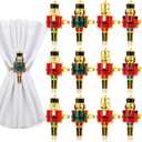12 Pcs Christmas Nutcracker Napkin Rings, Metal Napkin Holders Christmas Soldier Buckle for Xmas Holiday Table Setting Wedding Vintage Party Decoration(Novel) (Multicolor)