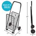 DMI Utility Cart with Wheels to be used for Shopping, Grocery, Laundry and Stair Climber Cart, Weighs 7.5 Pounds but holds up to 90 Pounds, Compact and Foldable, Black