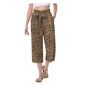 Women's Wide Leg Pants Elastic Waist Capris Pants for Women 2025 Summer Business Casual Outfits for Women,  Size L, 83% Rayon, 17% Nylon