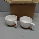 Teocera Beige Coffee Mugs Set of 4, 16 oz Ceramic Coffee Mug, Large Mug Set with Handle for Cold or Hot Drinks like Cocoa, Latte, Milk, Cereal, Durable Porcelain with Nordic Style