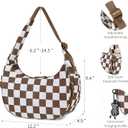 FODOKO Crescent Shoulder Bag for Women Checkered Purse Small Cute Clutch Hobo Handbags Nylon Quilted