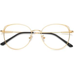 SOJOS Cat Eye Blue Light Blocking Glasses for Woman Hipster Metal Frame Womens Eyeglasses She Young SJ5027 (Gold)