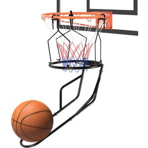Basketball Rebounder, Sturdy Metal Basketball Return Attachment with 3 Stable Large Hooks, Heavy Duty Basketball Accessories for Boys, Ball Return Training Basketball Gear for 18" Rim Basketball Hoop