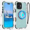 Magnetic Waterproof Frosted Case for iPhone 16 Plus 6.7 inch, with Wrist Strap, Built-in Screen Camera Protector, Military Grade Shockproof, Full Body Rugged Phone Cover, Black-Side