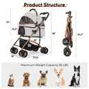 3-in-1 Foldable Pet Stroller for Medium Dogs & Cats up to 50lbs Detachable Carrier & Car Seat with Storage Basket, 5 Lockable Wheels All-Terrain Design for Jogging, Walking, and Travel (Grey)
