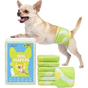 Dono Dog Diapers Male, Disposable Male Dog Wraps 60ct, Super Absorbent Doggie Diapers with Wetness Indicator, Leak-Proof Belly Band, Puppy Pampers for Excitable Urination, Incontinence, X-Small