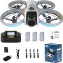 Drone with HD Dual Cameras Full Propeller Safety Protection, Headless Mode One-Key Takeoff/Landing 360° Rolling, Mini Quadcopter with Screen Controller 3 Batteries E69 Drones Gifts for Adult Beginners