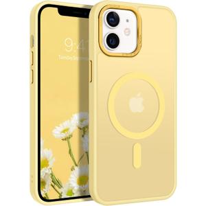 BENTOBEN Magnetic for iPhone 12 Case/iPhone 12 Pro Case [Compatible with Magsafe] Translucent Matte Phone Case Slim Thin Shockproof Women Men Girl Protective Cover, Yellow