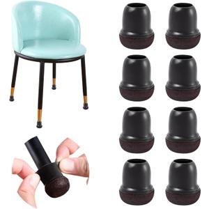 Extra Small Chair Leg Floor Protectors, 16PCS Silicone Chair Leg Caps, Felt Chair Leg Pads for Hardwood Floors, Round Metal Barstool Leg Floor Protectors, Anti-Scratches & Noice(Black, Fit:0.5"-0.75")