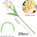 20Pcs Stems 13.5 Inch Champagne PU Artificial Moisturizing Tulips, Faux Tulips Flowers for Thanksgiving Christmas Decorations Wedding Home Table Vase Floral Arrangements