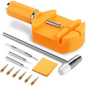 12 Pieces Watch Link Removal KitProfessional Watch Band Replacement Tool10 Pcs Spare Spring Bars and 10 Pcs Cotter Pins, 1 Double Head Hammer, 6 Spare Pins