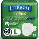 FitRight Extended Wear Overnight Adult Briefs with Tabs, Maximum Absorbency Adult Diapers, Large (60 Count)