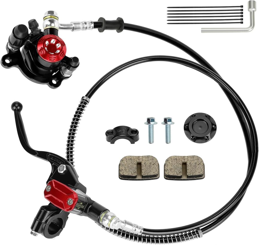 Upgraded Mini Bike Hydraulic Disc Brake Kit Compatible with Baja DB30 Doodle Bug Blitz Dirt Bug Racer Minibike Predator 79cc 97cc 212cc 2.8hp Engine with Brake Caliper Pad Part Black