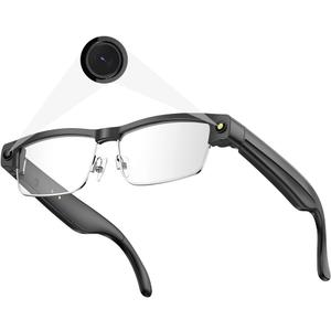 Smart Camera Glasses for Photos& Audio & Videos | 8MP HD Recording, 7H Battery, Lightweight AI Camera Glasses for Men & Women 32G Memory Card-Photochromic Lenses-Silver Frame