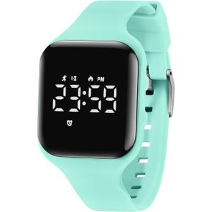 Kids Watches for Girls Boys Digital Sport Watch with Step Counter Pedometer Vibration Alarm Clock, No App Waterproof Fitness Tracker Kids Watch Boys Girls Teens Students Ages 5-16 (012-E-LightGreen)