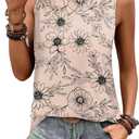 Sampeel Womens Tank Tops Eyelet Loose Casual Summer Tops Crew Neck Basic Sleeveless Shirts Trendy 2026 (XX-Large, Print-beige)