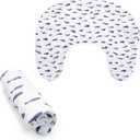Boppy Nursing Pillow Cover, Neutral Navy Fish, Single Cover, Easy-On Slipcover with Extra Soft 100% Polyester Microfiber Fabric for the Redesigned Nursing Pillow