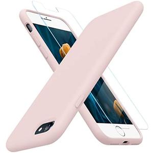 Miracase Ultra Slim Designed for iPhone SE Case 2022(3rd Gen)/iPhone SE 2020(2nd Gen)/iPhone 7/iPhone 8 Cases with Screen Protector, Multi-Color Silicone Shockproof Phone Case(Sand Pink)