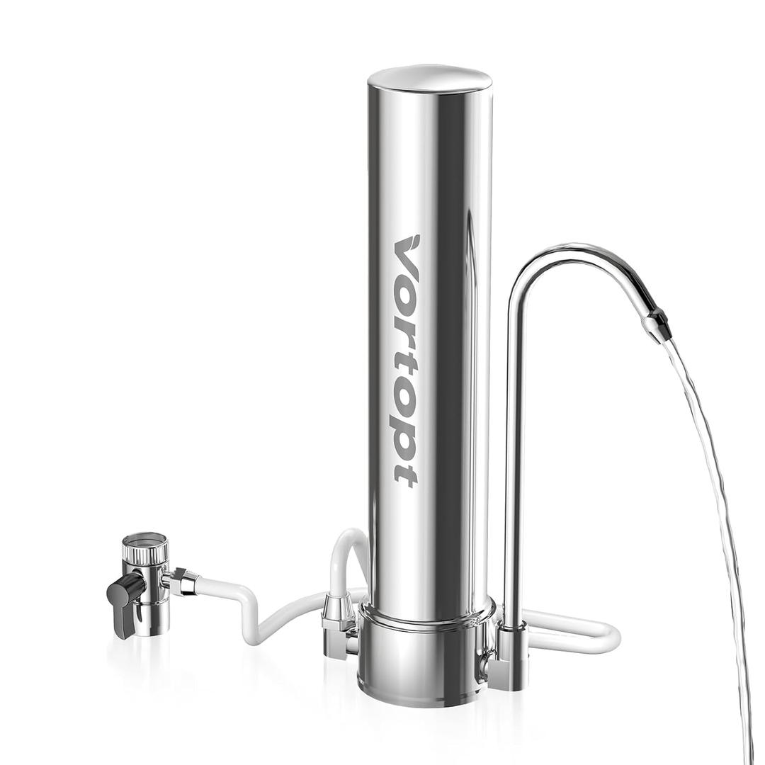 Vortopt Under-Sink & Countertop Filtration,Water Filter for Sink Faucet & Counter Top,5-Stage Sink Water Filter & Dispenser with Mineral,8000 Gal,Fast Flow for Kitchen/Bathroom.