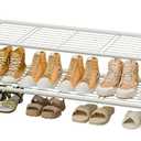 2 Tier Shoe Rack for Closet, 44 Inch Extra Long Shoe Storage Organizer for Shelves, Heavy Duty Metal, Easy Assembly, White
