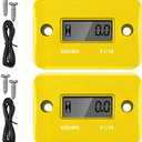 2 Pieces Inductive Hour Meter for Gas Engine Lawn Mower Dirt Bike Motorcycle Motocross Snowmobile Karting Marine ATV Boat Outboard Motor Generator Waterproof Hour Meters (Yellow)