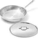 All-Clad D3 Stainless Steel 10 inch Frying Pan Covered- Made in the USA- The Original Bonded Professional Cookware- Oven Safe & Induction Compatible