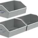 Trapezoid Closet Shelf Organizer - Large Baskets for Organizing, Fabric Storage Cubes for Shelves, Storag Organizers Bins for Clothes, Blankets, 3 Pack, Grey